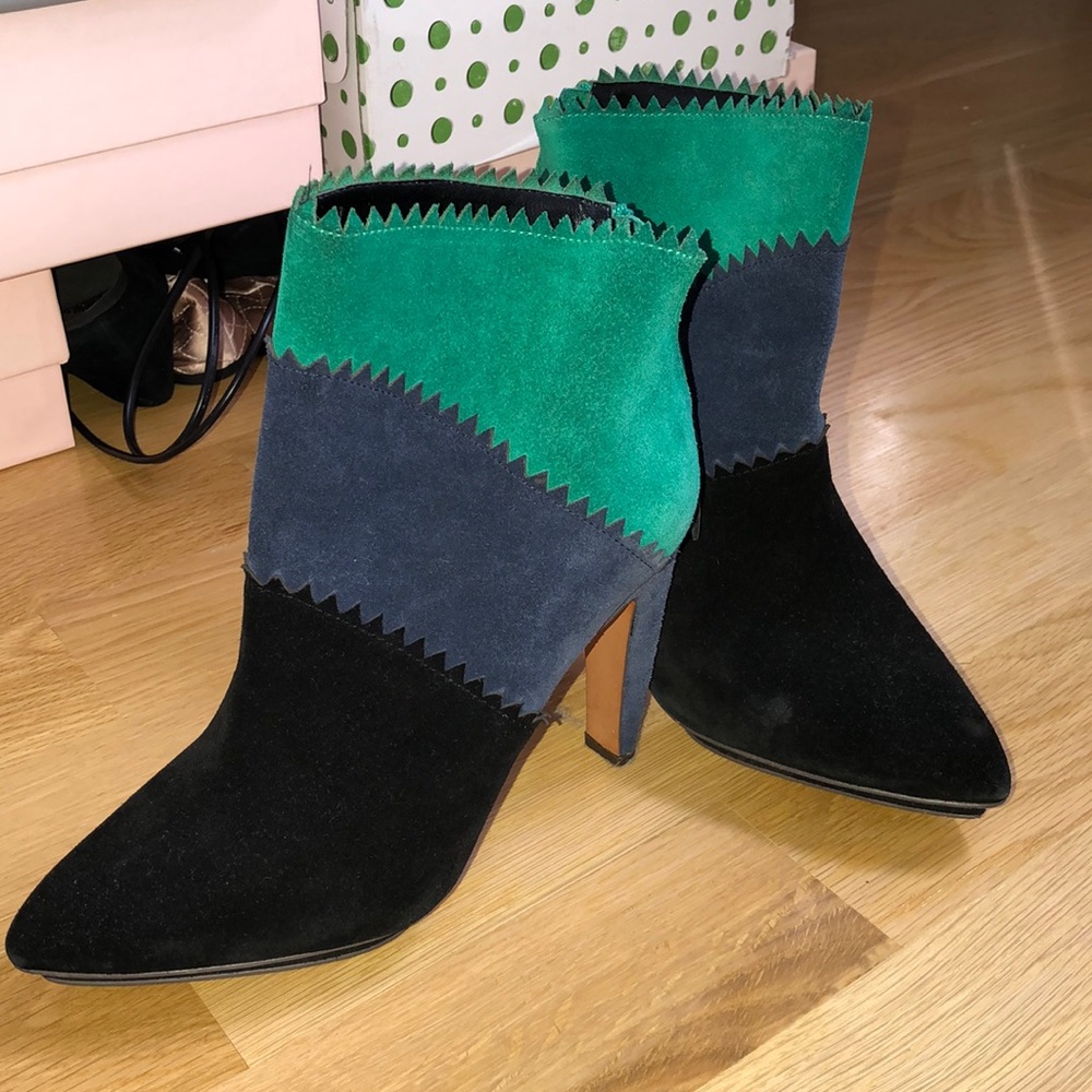 Leather platform ankle booties
